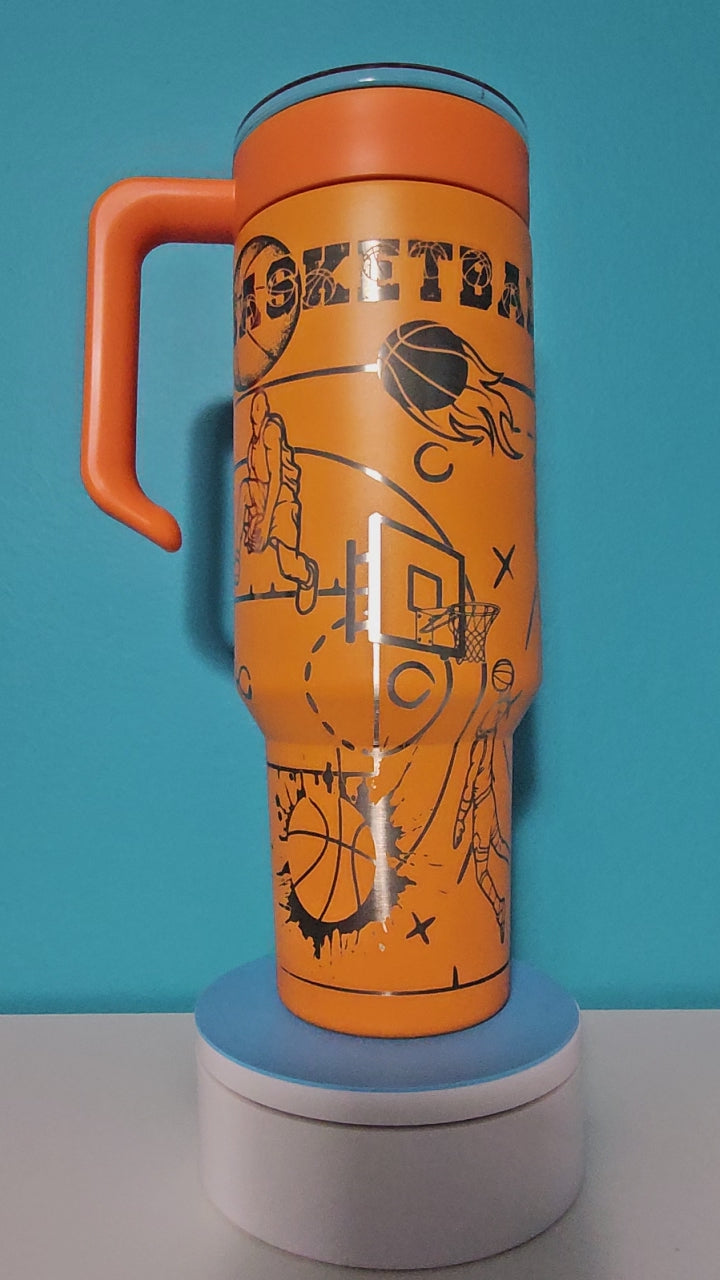 Basketball Themed Laser Engraved Tumbler